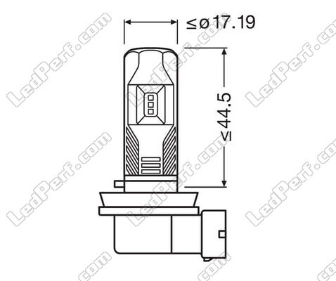 Conjunto de los Dimensiones del bombilla led H16 Osram LEDriving HL Easy para Antinieblas