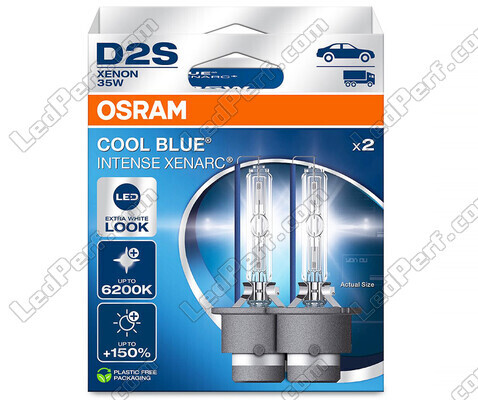 Par de bombillas de xenón D2S Osram Xenarc Cool Blue Intense 6200K en su empaque - 66240CBN-2HB