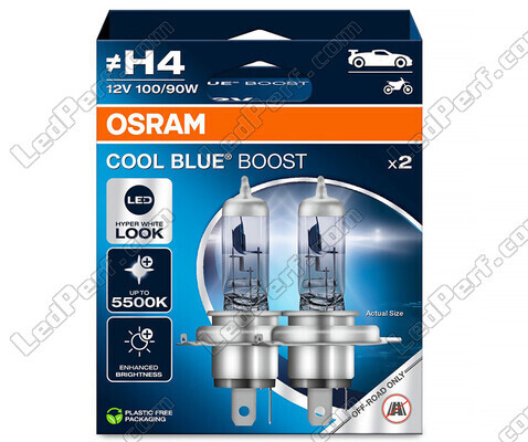 Bombillas H4 Osram Cool Blue Boost 5500K efecto xenón ref : 62210CBB-2HB en un envase de 2 bombillas