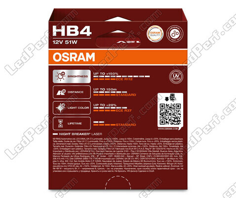 Pack de 2 bombillas HB4 Osram Night Breaker Laser +150% - 9006NL-2HB