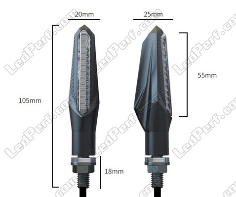 Dimensiones de los intermitentes LED dinámicos 3 en 1 para Honda Transalp 700